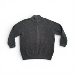 L.L. BEAN Full Zip Cardigan Sweater MOCK NECK - MENS XL Regular - Navy Blue